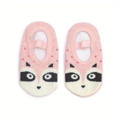 6 Pairs Baby Girls Cartoon Animal Pattern Socks Anti-Skid Grip
