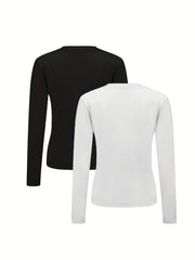 2pcs Warm Long Sleeve Pullover Yoga Top Women's Activewear