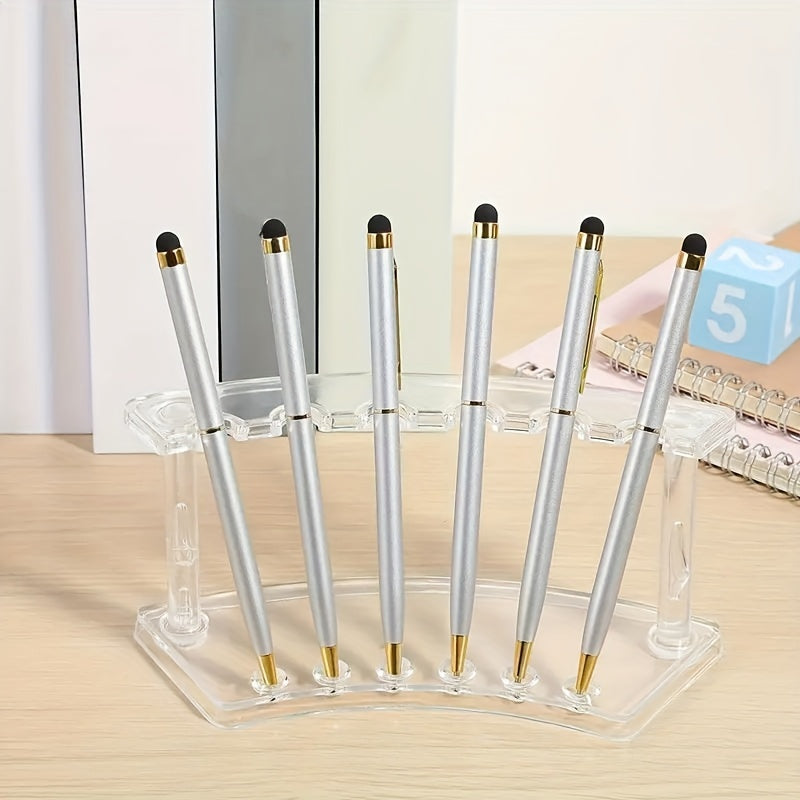 1pc Transparent Pen Holder 6 Slots Display Stand Organizer