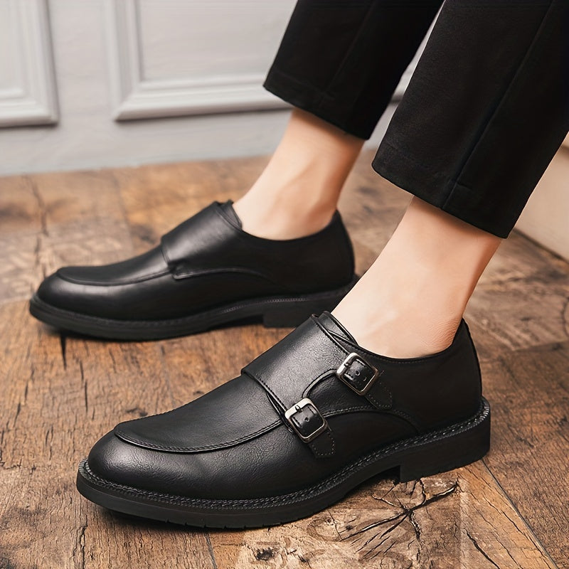Men's Double Monk Loafers Wear resistant Non Slip Comfy Casual Shoes