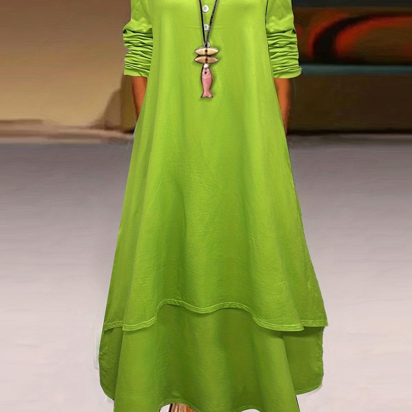 Plus Size V Neck Maxi Dress with Pockets