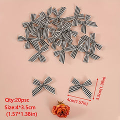 20pcs Christmas Mini Bow Ribbon Plaid DIY Crafts Christmas Bow Decoration