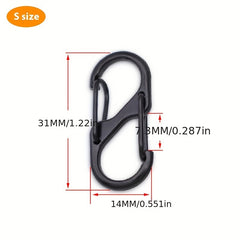 10pcs Stainless Steel S Type Carabiner Keychain Hooks With Lock