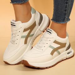 Women's Faux Leather Thick Bottom Skate Shoes Lightweight Sneakers