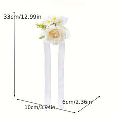 Bridal Wristlet Bouquet Artificial Roses and 'S Breath Ribbon Decoration