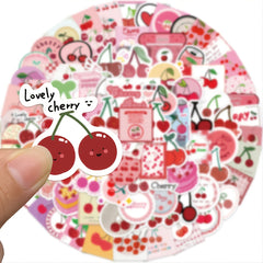 90 Waterproof Pink Heart Cherry Cartoon Sticker Luggage Diary Booklet