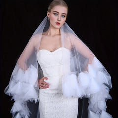 Romantic Floral Veil Cathedral Style Bridal Headpiece