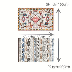 Geometric Pattern Retro Style Area Rug Washable Non-slip