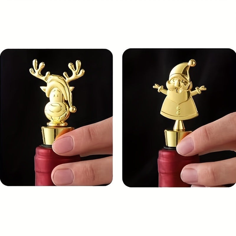 Christmas Deer Wine Stopper Metal Wine Saver With Silicone Grip