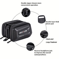 BUCKLOS Carbon Fiber Bike Frame Bag, Rainproof Touch Screen Case