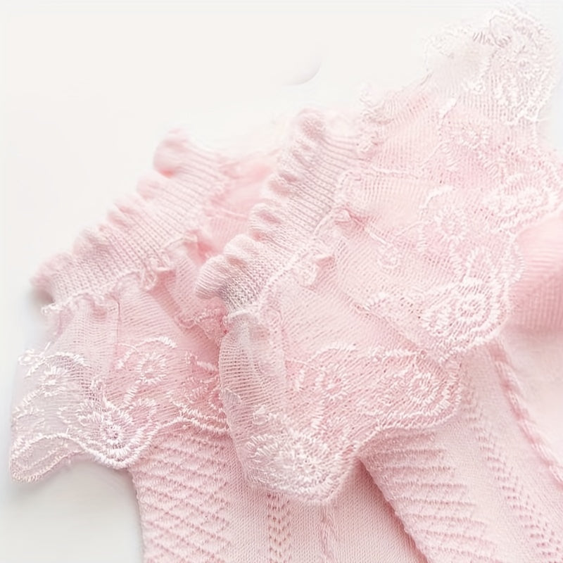 4 Pairs Sweet Princess Lace Ruffled Socks Wedding Dance Girls Kids Love Mesh