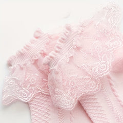 4 Pairs Sweet Princess Lace Ruffled Socks Wedding Dance Girls Kids Love Mesh