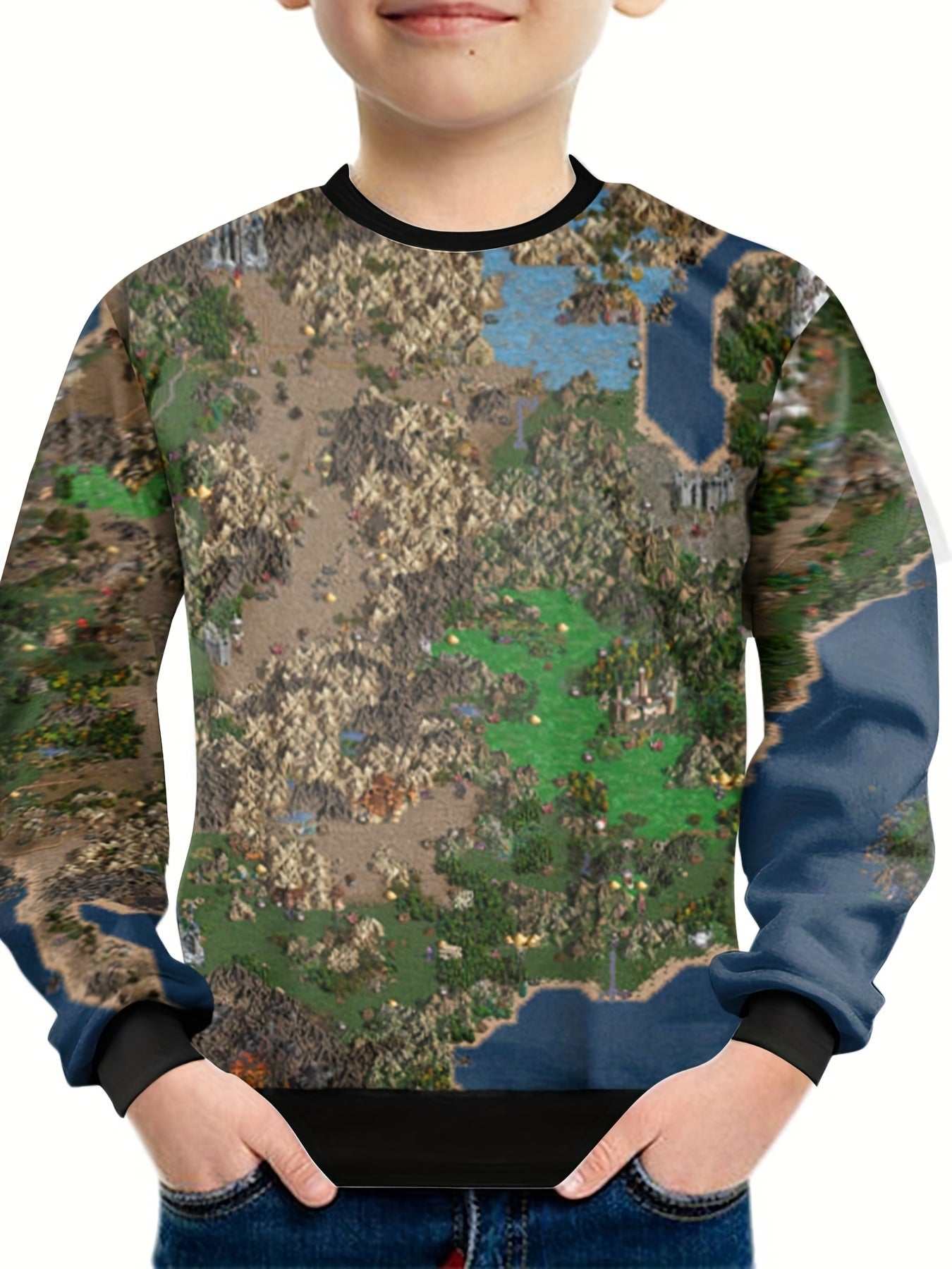 Cartoon Game Print Kid's Sweatshirt Unisex Pullover Causal Long Sleeve Top