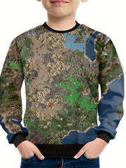 Cartoon Game Print Kid's Sweatshirt Unisex Pullover Causal Long Sleeve Top