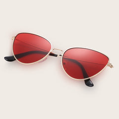 Slim Metal Cat Eye Sunglasses - Neutral Smoke