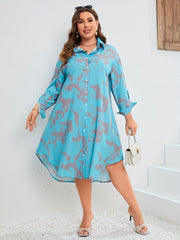 Tie Dye Button Up Long Sleeve Shirt Dress