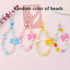 Colorful Bowknot Pendant Key Chain Heart Beaded Charm