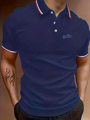 Men's Graphic Polo Shirt Casual Stretch Breathable Lapel Button Up Short Sleeve