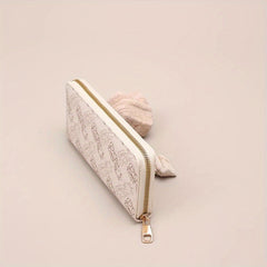 Women's Long Zipper Closure Wallet with Card Slots - Golden Tone Hardware