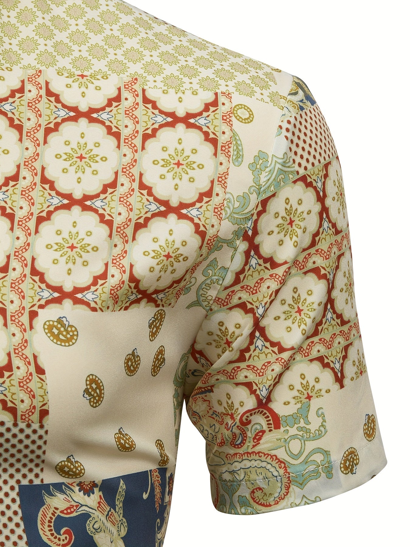 Boho Style Print Men's Short Sleeve Shirt for Summer Vacation