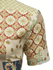 Boho Style Print Men's Short Sleeve Shirt for Summer Vacation