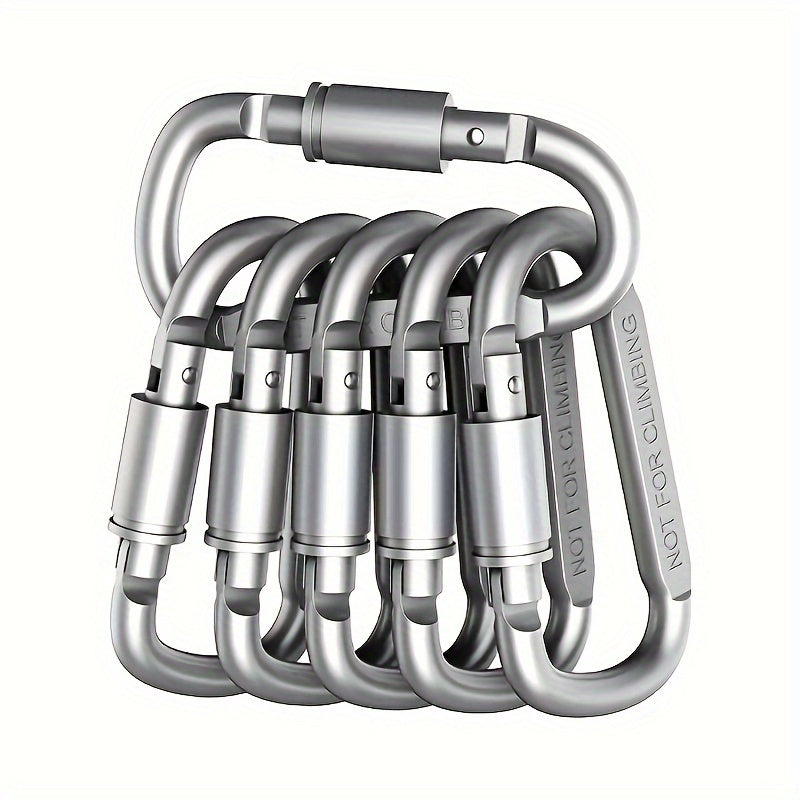 6pcs Aluminum D Ring Locking Carabiner Keychain Buckle Outdoor Camping Hiking