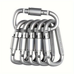6pcs Aluminum D Ring Locking Carabiner Keychain Buckle Outdoor Camping Hiking