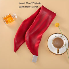 Glitter Skinny Scarf Solid Necktie Satin Twilly Scarf Silk Neckerchief