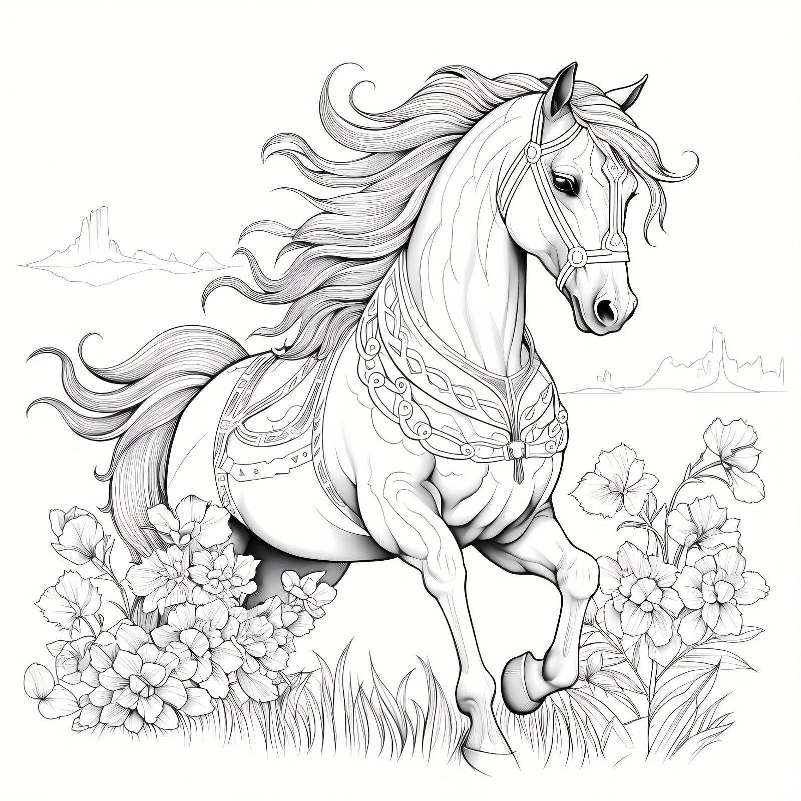 Adult Horse Themed Coloring Book 20 Pages - Ideal for Relaxation and Fun Crafts