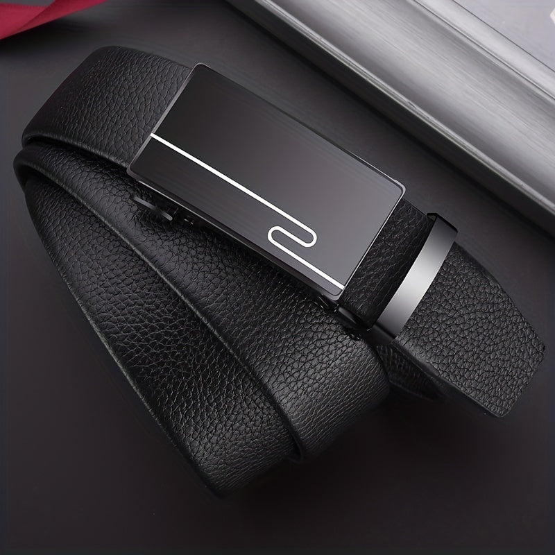 Leather Automatic Buckle Pants Belt for Men