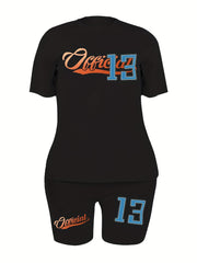 Casual Set Women's Plus Top & Shorts Outfit