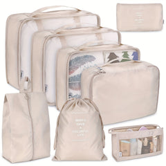 8pcs Travel Luggage Packing Cubes Clothes Storage Bag Shoes Bag