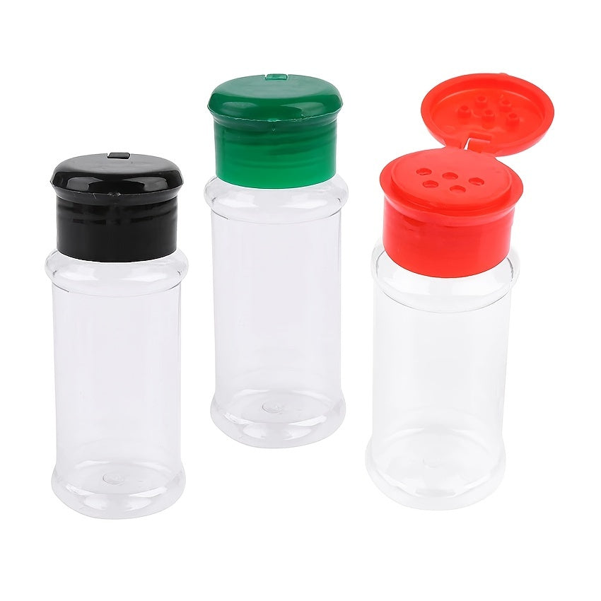 3pcs Plastic Jars With Sifter Caps For Seasoning Storage 100ml
