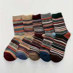 10 Pairs Striped Warm Crew Socks for Autumn Winter