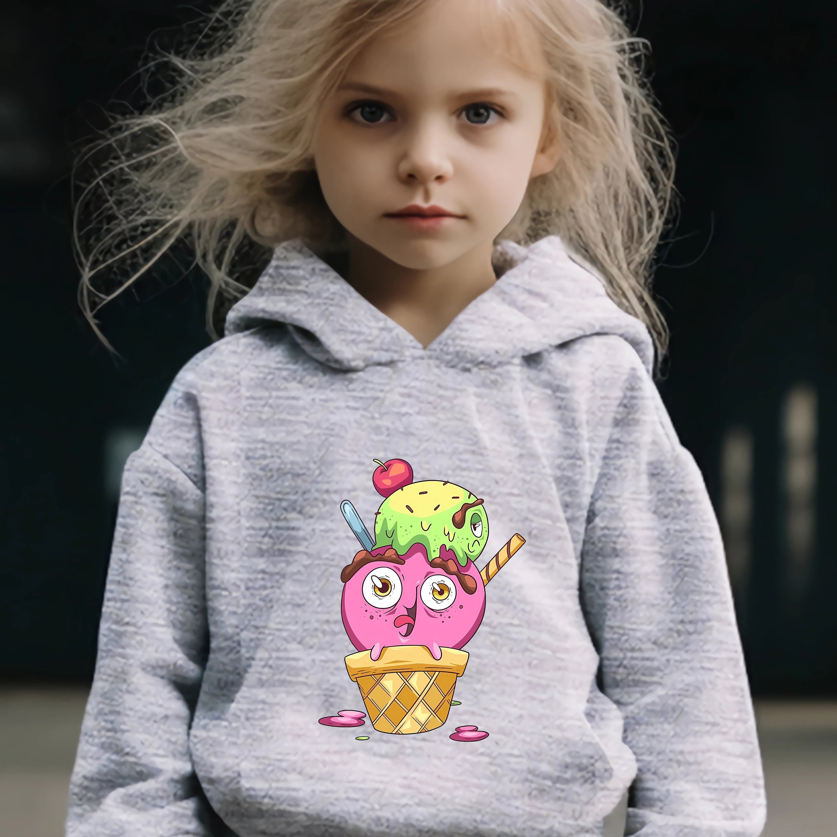 Cartoon Ice Cream 2pcs Activewear Sets Girls Comfy Outfits For Sports Running