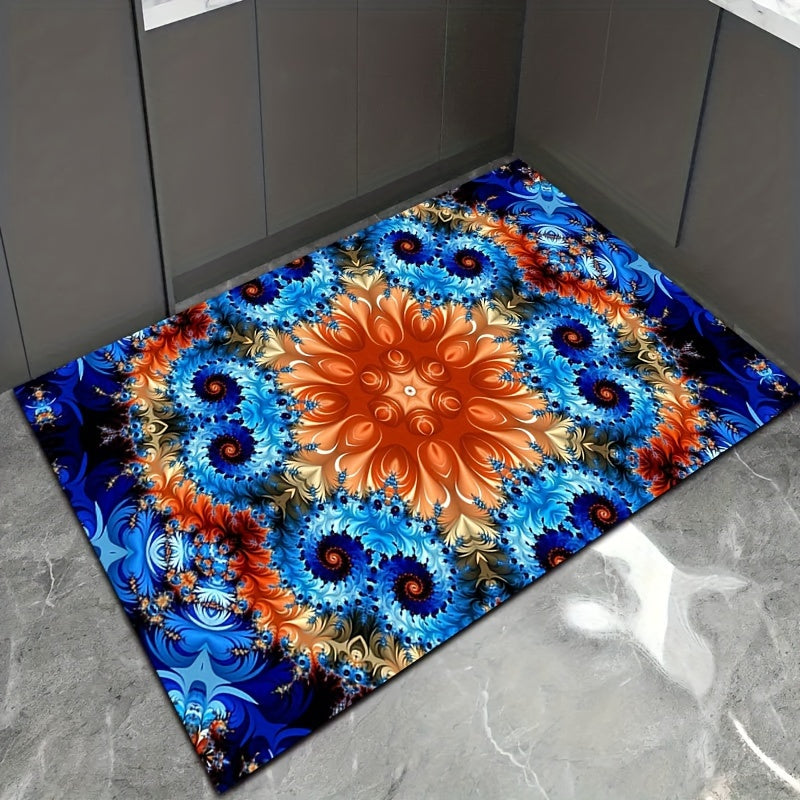 Bright Flower Motif Kitchen Mat Washable Rug Home Decor Indoor Decor