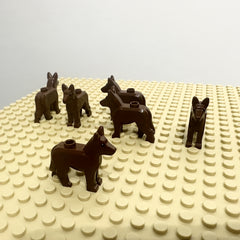 6pcs Dog Building Block Accessories Animal Theme Dog Figurines Deep Brown