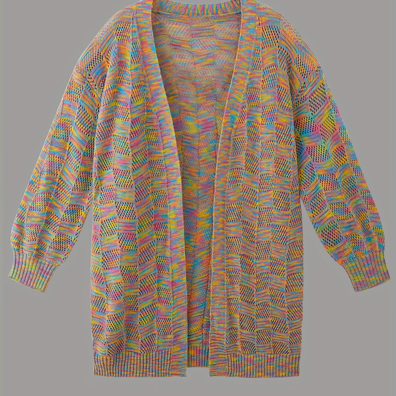 Colorful Printing Knit Cardigan Open Front Sweater