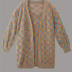 Colorful Printing Knit Cardigan Open Front Sweater