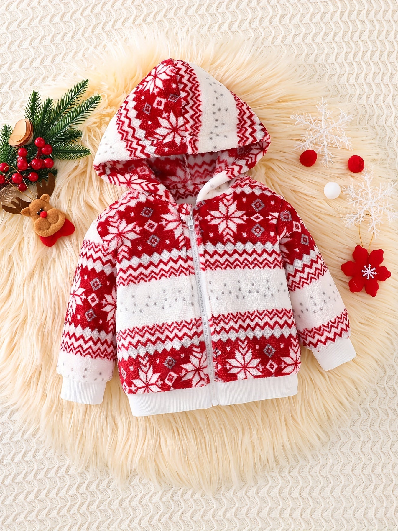 Snowflake Plush Coat for Girls - Warm & Stylish