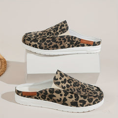 Leopard Print Mule Sneakers Slip On Outdoor Shoes Lightweight Walking