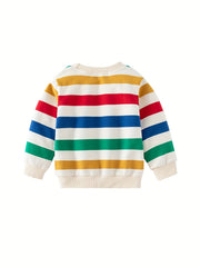 Boys Rainbow Dino Print Pullover Sweatshirt