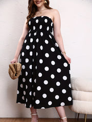 Boho Tube Dress Women's Plus Polka Dot Print Maxi Tube Dress