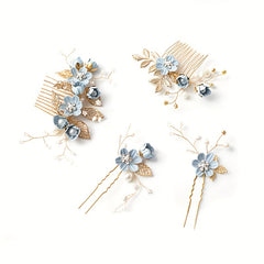 4pcs Flowers Hair Combs Bridal Head Accessories Decoration