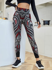 High Waisted Digital Print Leggings with Stripe Detail
