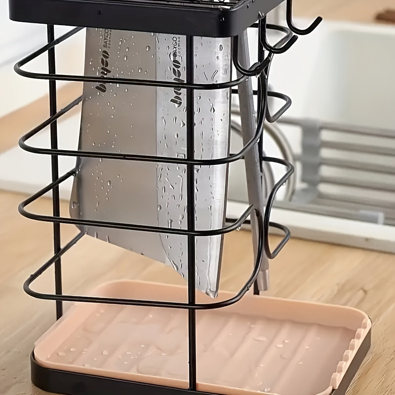 Stainless Steel Kitchen Utensil Holder Rest Countertop Wall-mounted Storage Rack