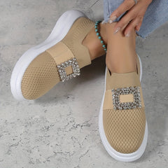 Women's Slip On Platform Shoes with Rhinestone Decor