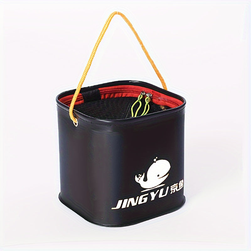 Portable Folding Fishing Bucket Hanging Rope Square Fishing Barrel