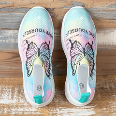 Women's Butterfly Print Mesh Tennis Shoes Lightweight Non-slip Travel Shoes