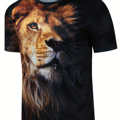 Men's 3D Lion Graphic T Shirt Stylish Summer Casual Tee